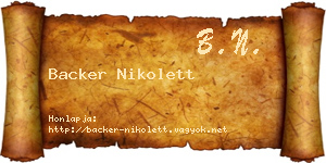 Backer Nikolett névjegykártya